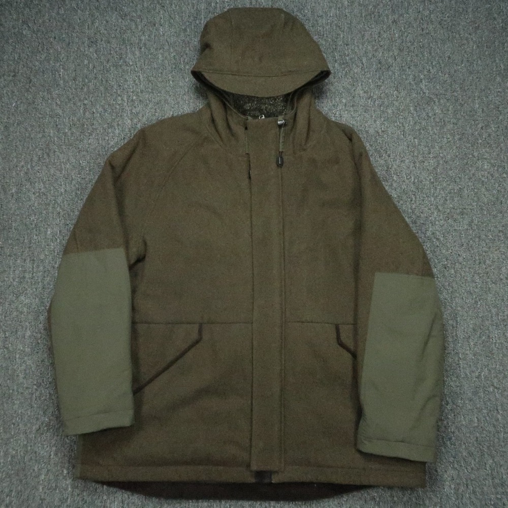 Wallace & Barnes‎ Jacket Mens XXL Green Full Zip Hooded Heavyweight Wool J Crew